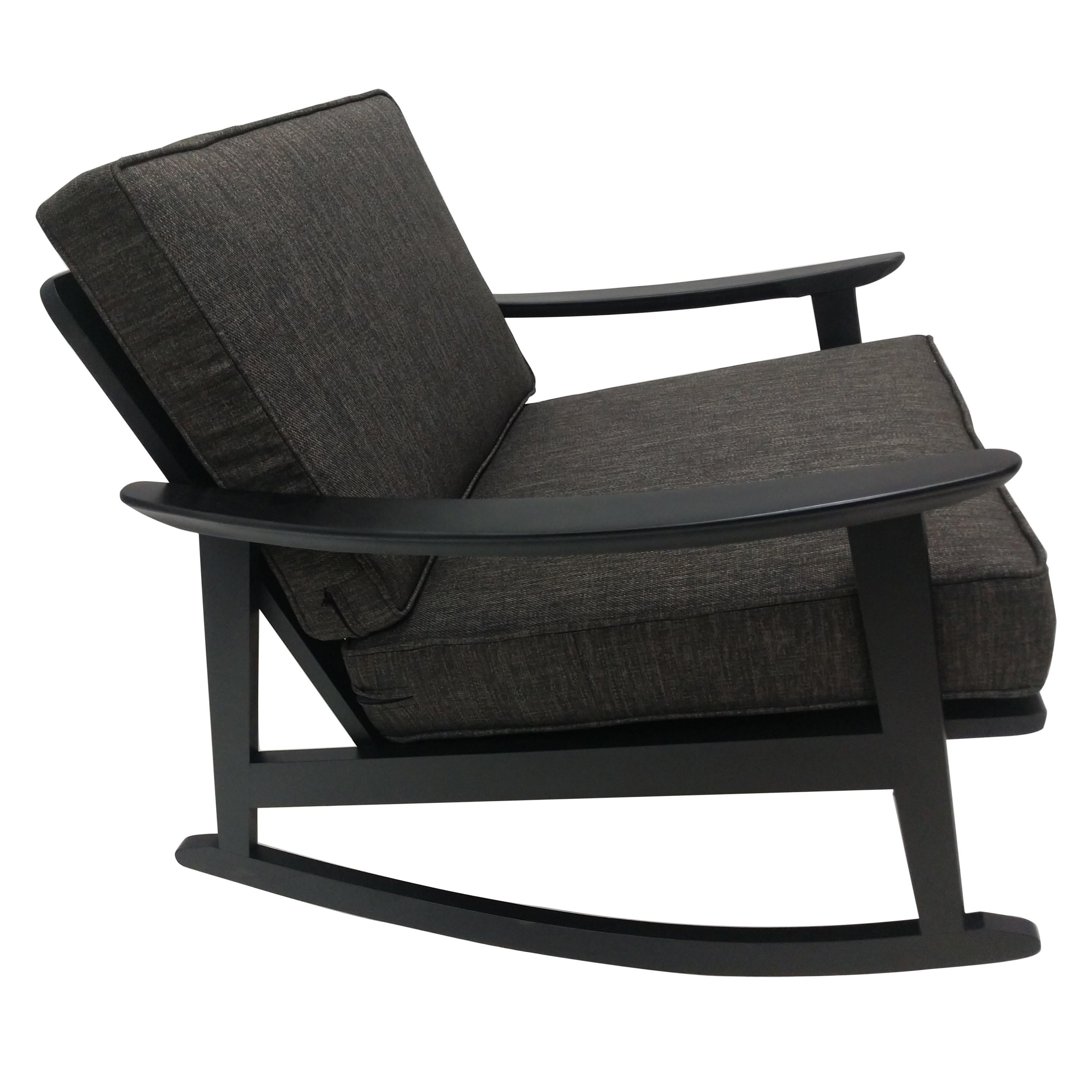 Mid-Century Modern Black Lacquered Rocking Chair, circa 1958