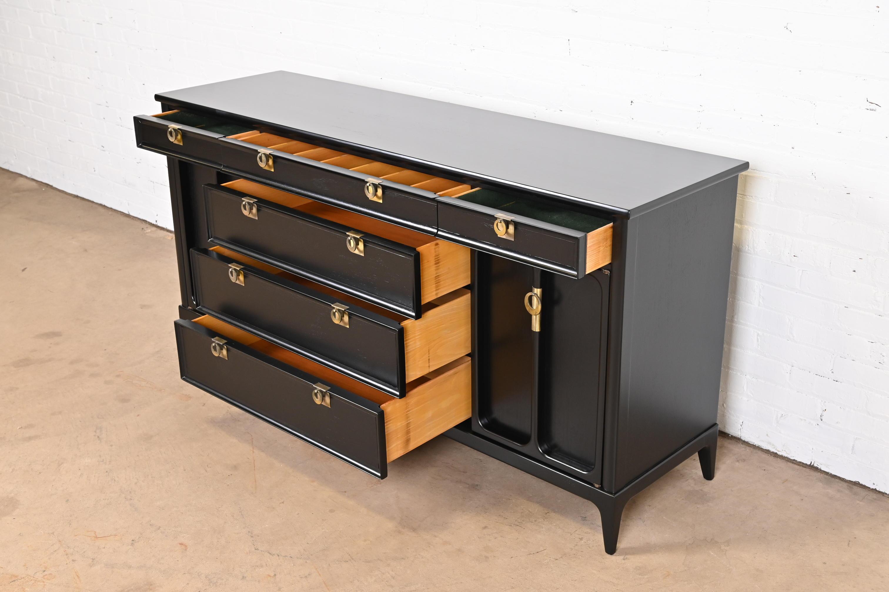 Mid-Century Modern Black Lacquered Sideboard by White Furniture, Refinished 4