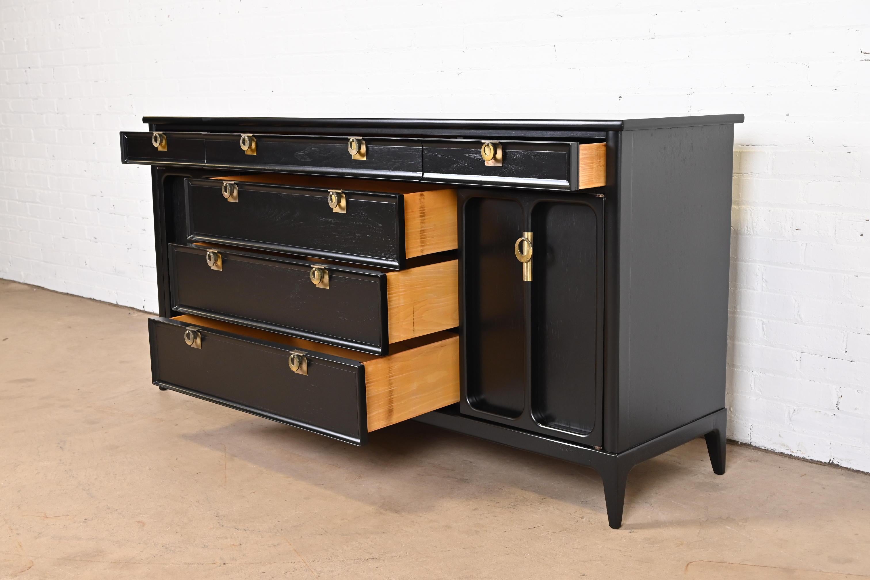 Mid-Century Modern Black Lacquered Sideboard by White Furniture, Refinished 5