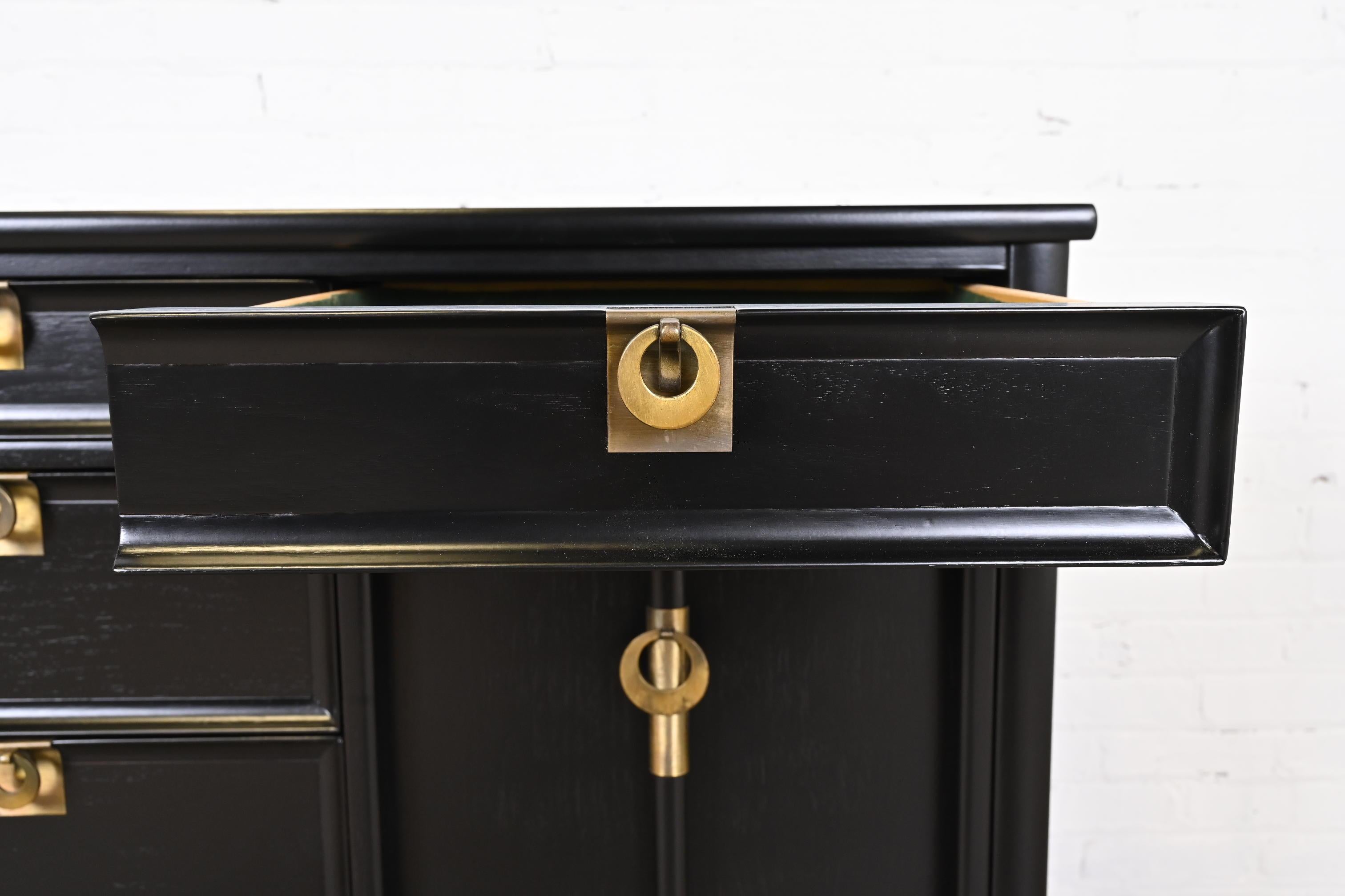 Mid-Century Modern Black Lacquered Sideboard by White Furniture, Refinished 6