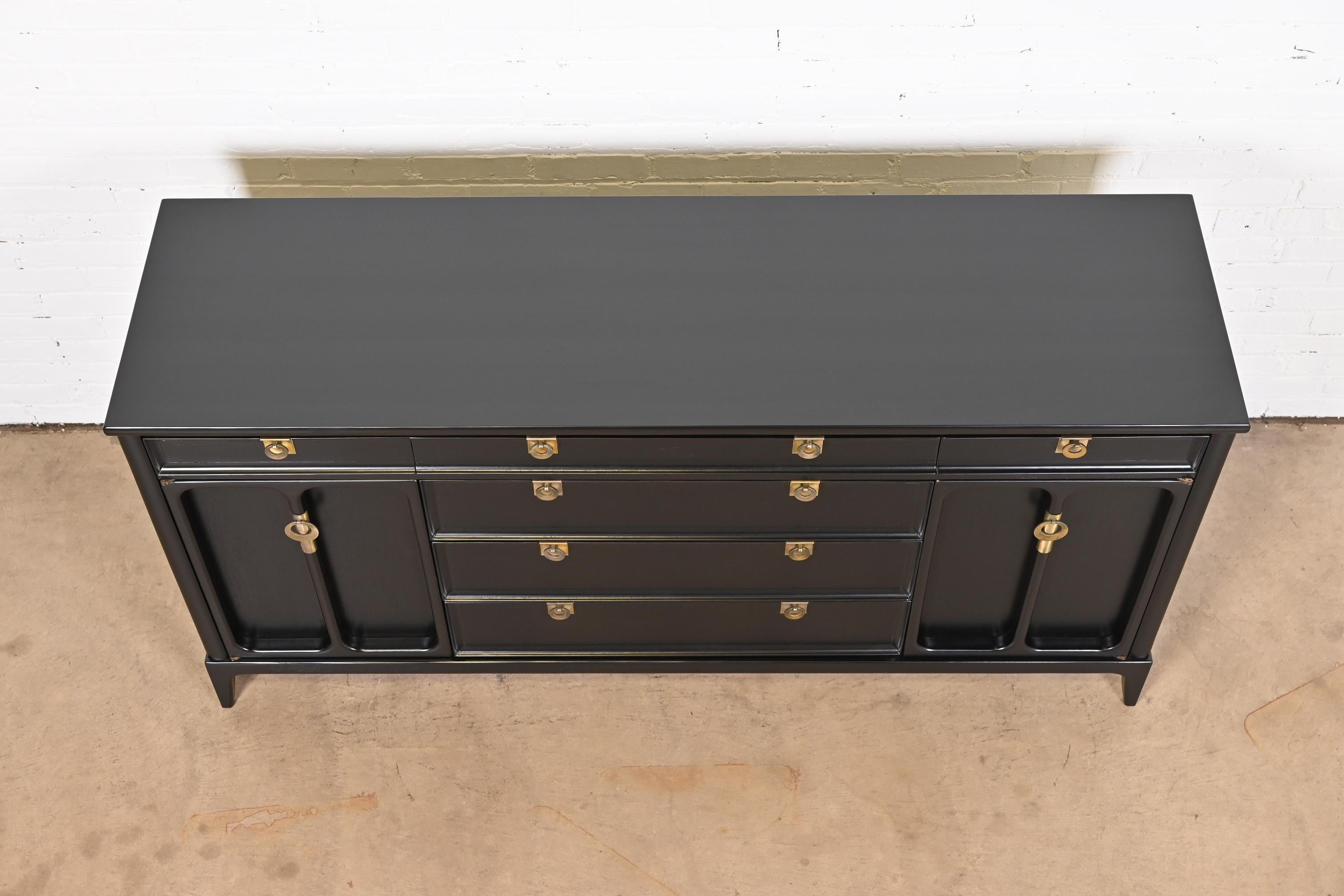 Mid-Century Modern Black Lacquered Sideboard by White Furniture, Refinished 9
