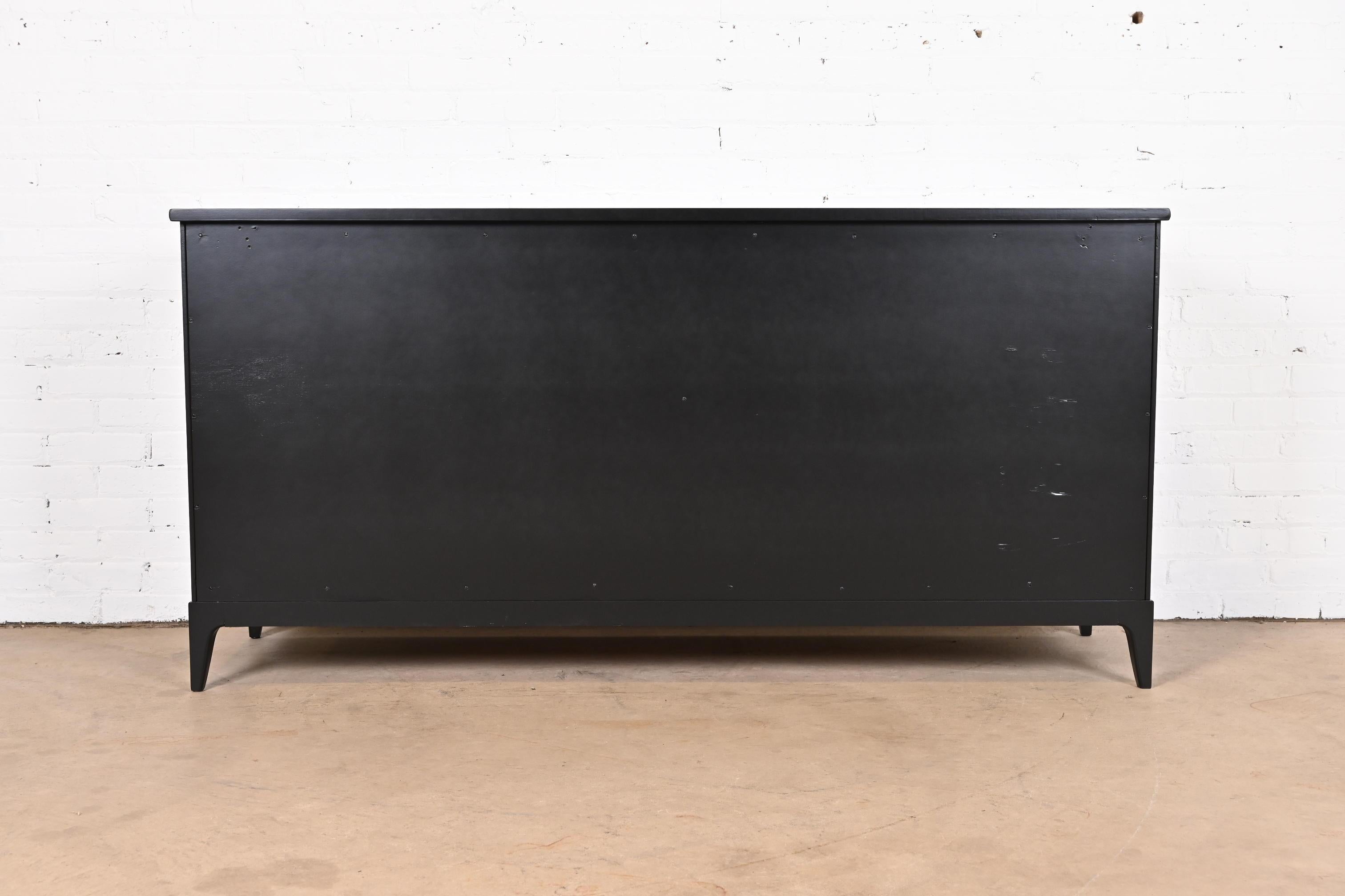 Mid-Century Modern Black Lacquered Sideboard by White Furniture, Refinished 11