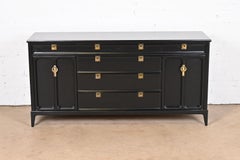Mid-Century Modern Black Lacquered Sideboard by White Furniture, Refinished