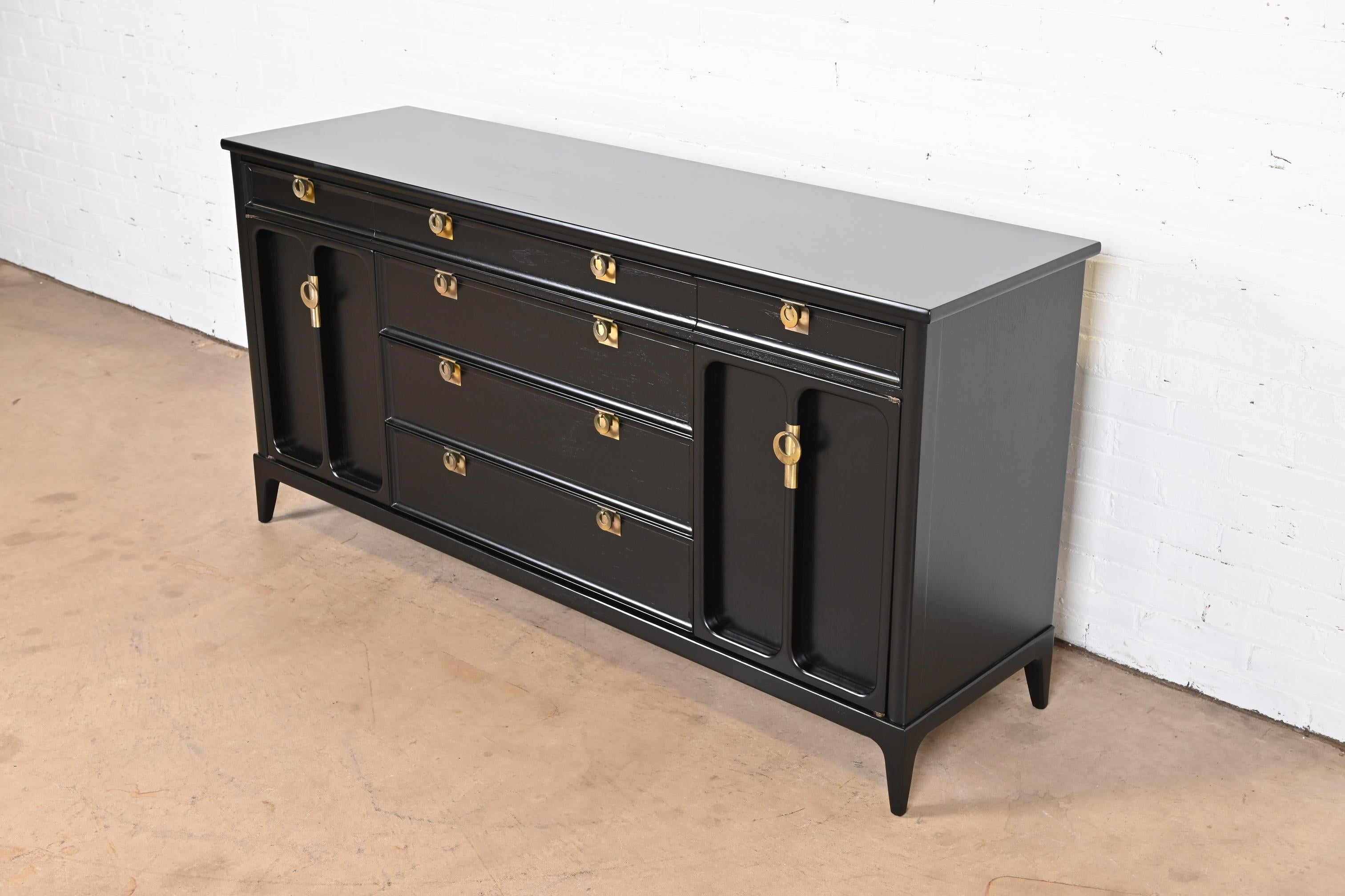 Mid-20th Century Mid-Century Modern Black Lacquered Sideboard by White Furniture, Refinished