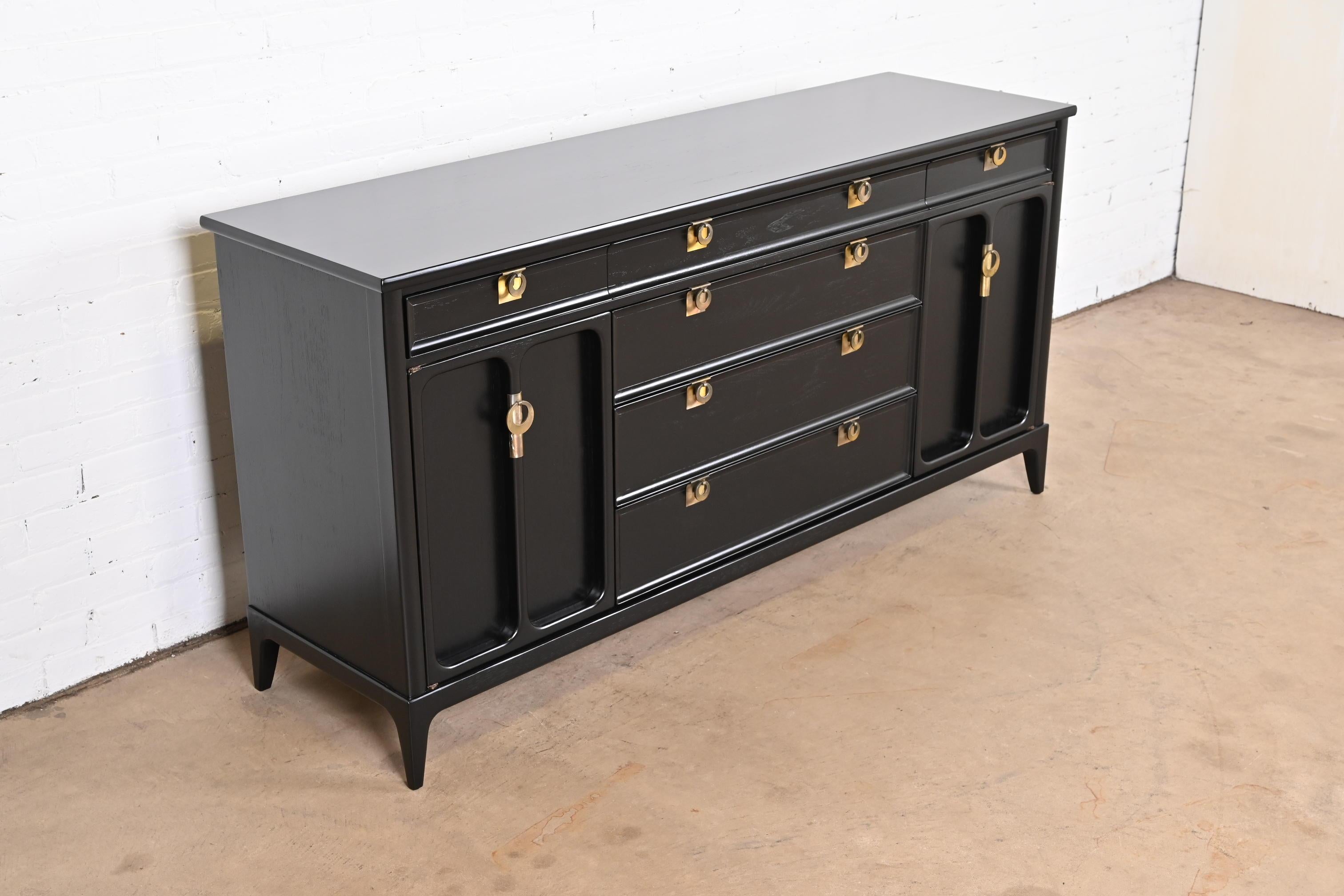 Mid-Century Modern Black Lacquered Sideboard by White Furniture, Refinished 1