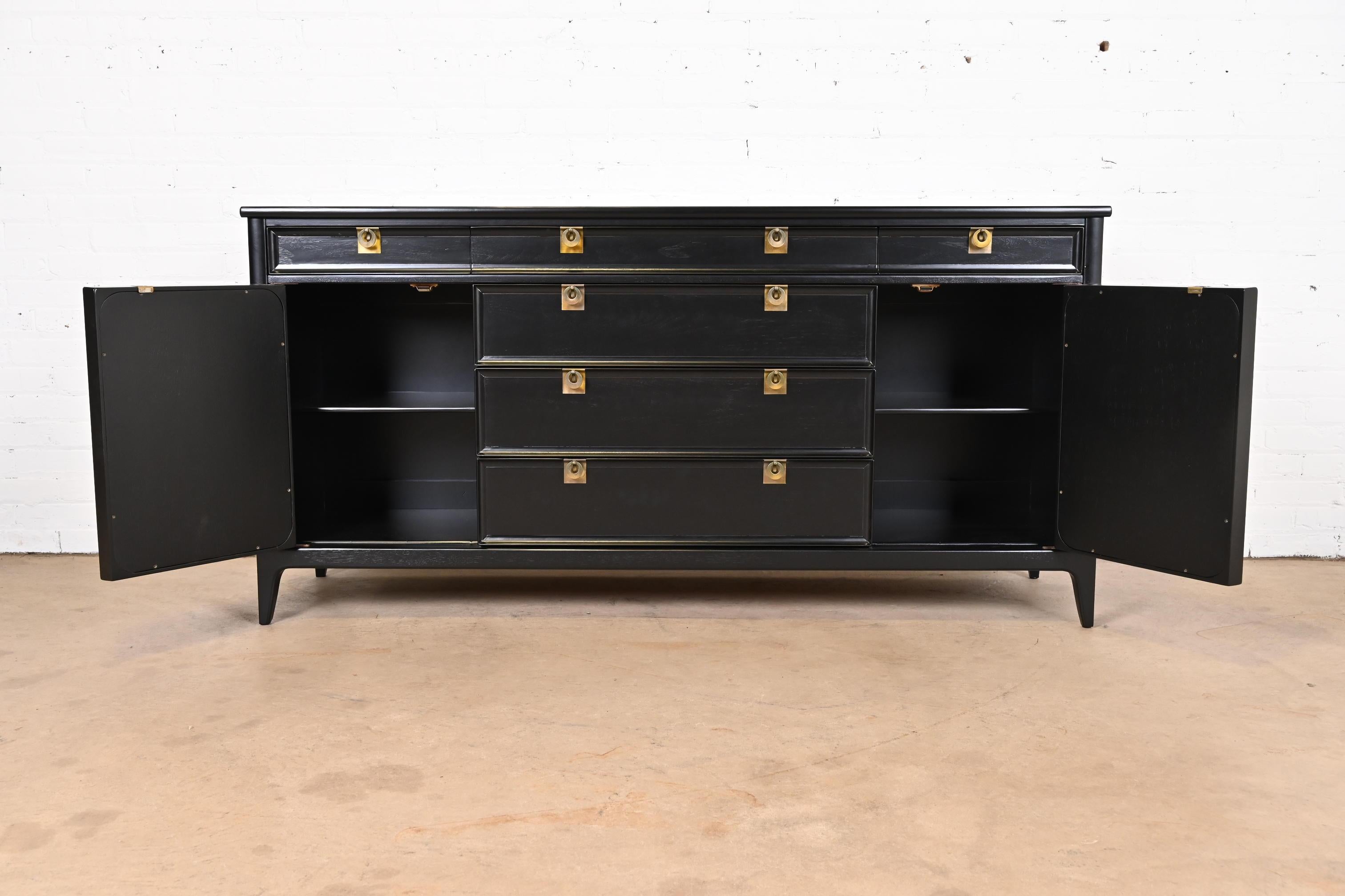 Mid-Century Modern Black Lacquered Sideboard by White Furniture, Refinished 2