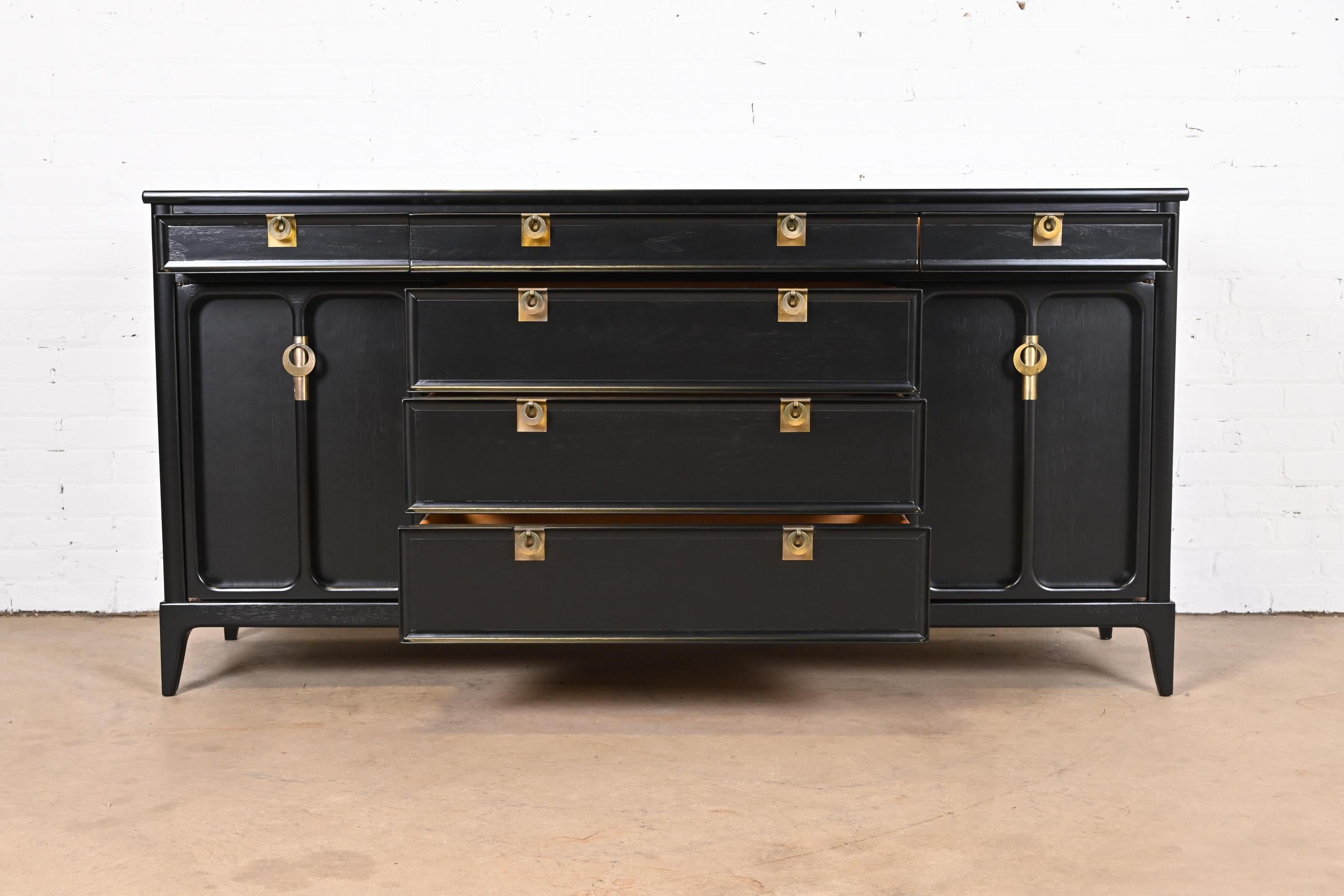 Mid-Century Modern Black Lacquered Sideboard by White Furniture, Refinished 3
