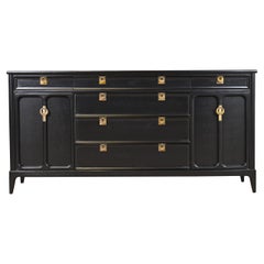 Mid-Century Modern Black Lacquered Sideboard by White Furniture, Refinished