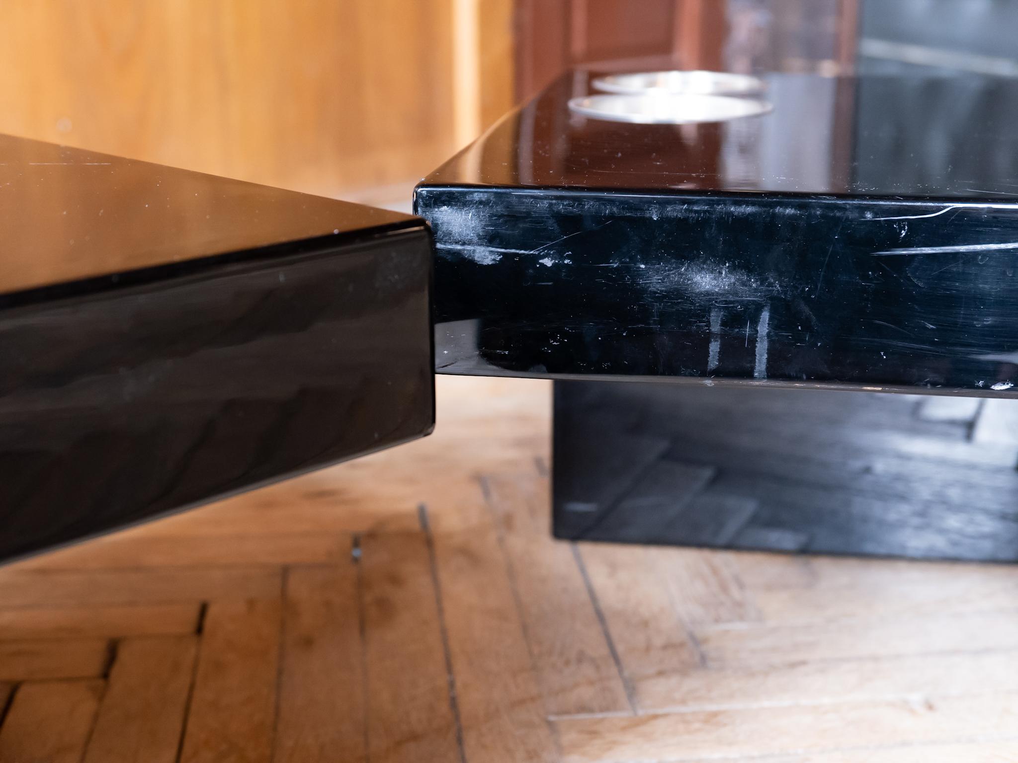 Mid-Century Modern Black Laquered Coffee Table By Cesare A. Nava, Italy 1970s 4