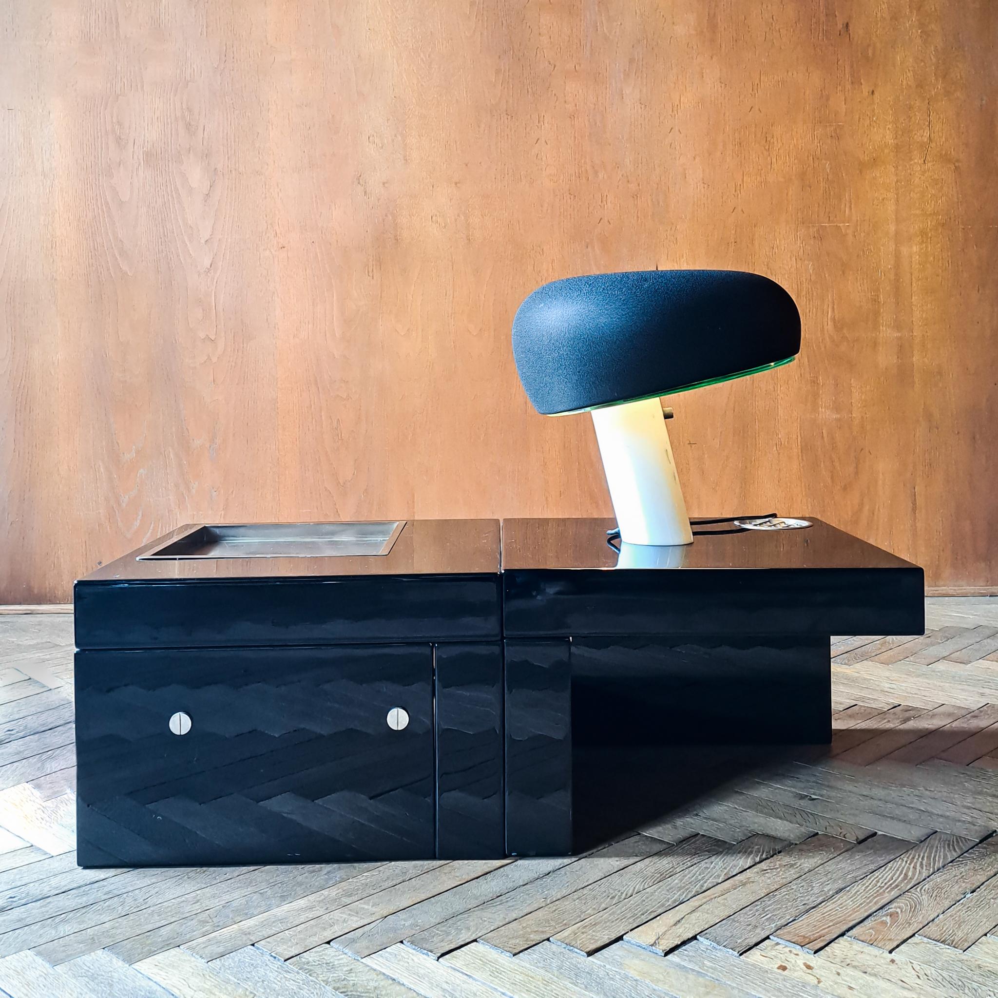 Mid-Century Modern Black Laquered Coffee Table By Cesare A. Nava, Italy 1970s 10