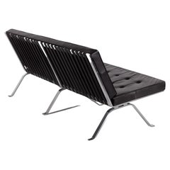 Mid-Century Modern Black Leather and Chrome Sofa Designed by Hans Eichenberger 
