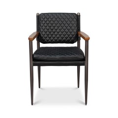 Mid-Century Modern Black Leather Armchair
