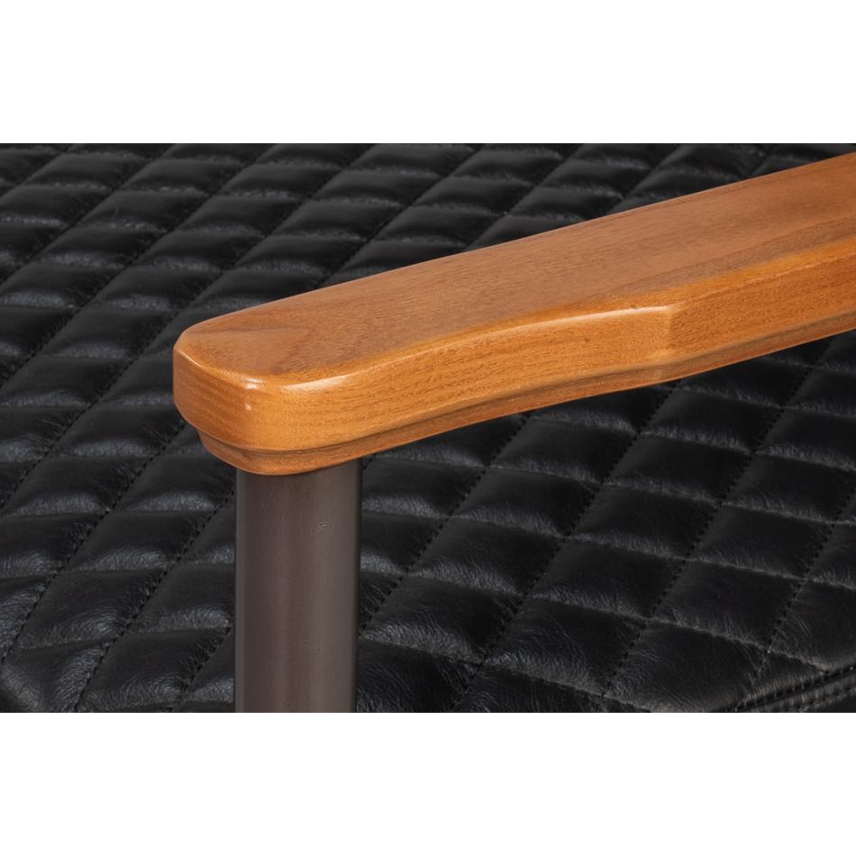 XXIe siècle et contemporain Fauteuil en cuir noir moderne du milieu du siècle en vente