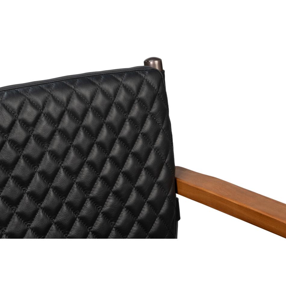 Métal Fauteuil en cuir noir moderne du milieu du siècle en vente