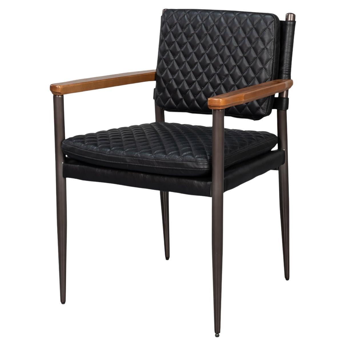 Fauteuil en cuir noir moderne du milieu du siècle