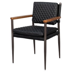 Fauteuil en cuir noir moderne du milieu du siècle