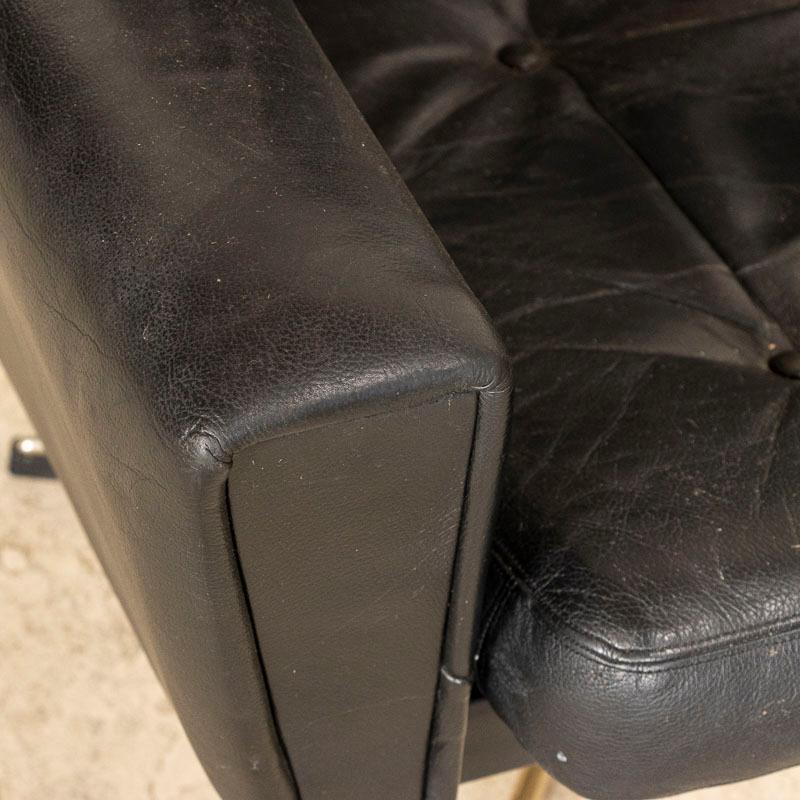 Mid Century Modern Black Leather High Back Swivel Arm Chair from Denmark For Sale 4