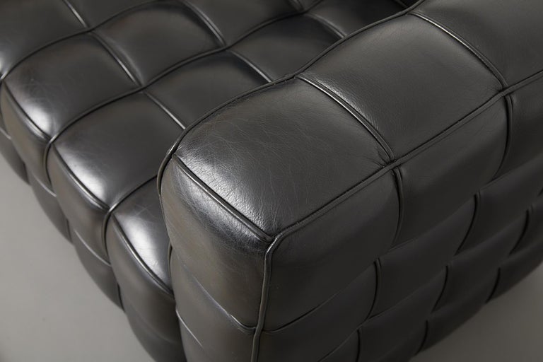 Mid-Century Modern Black Leather Kubus Sofa by Josef Hoffmann, Wittmann c.1980 For Sale 3