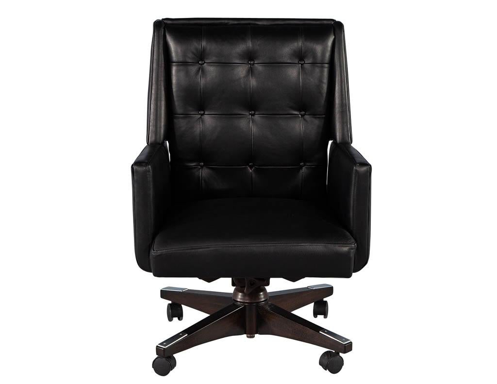 Mid-Century Modern Black Leather Office Chair For Sale at 1stDibs | black mid century chair