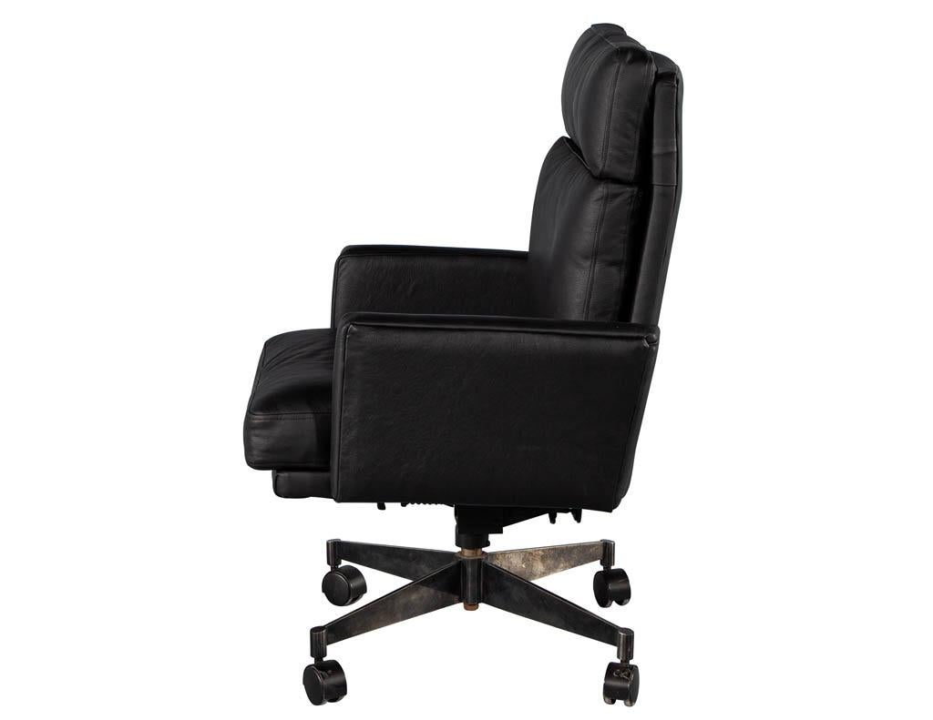 American Mid-Century Modern Black Leather Office Chair For Sale