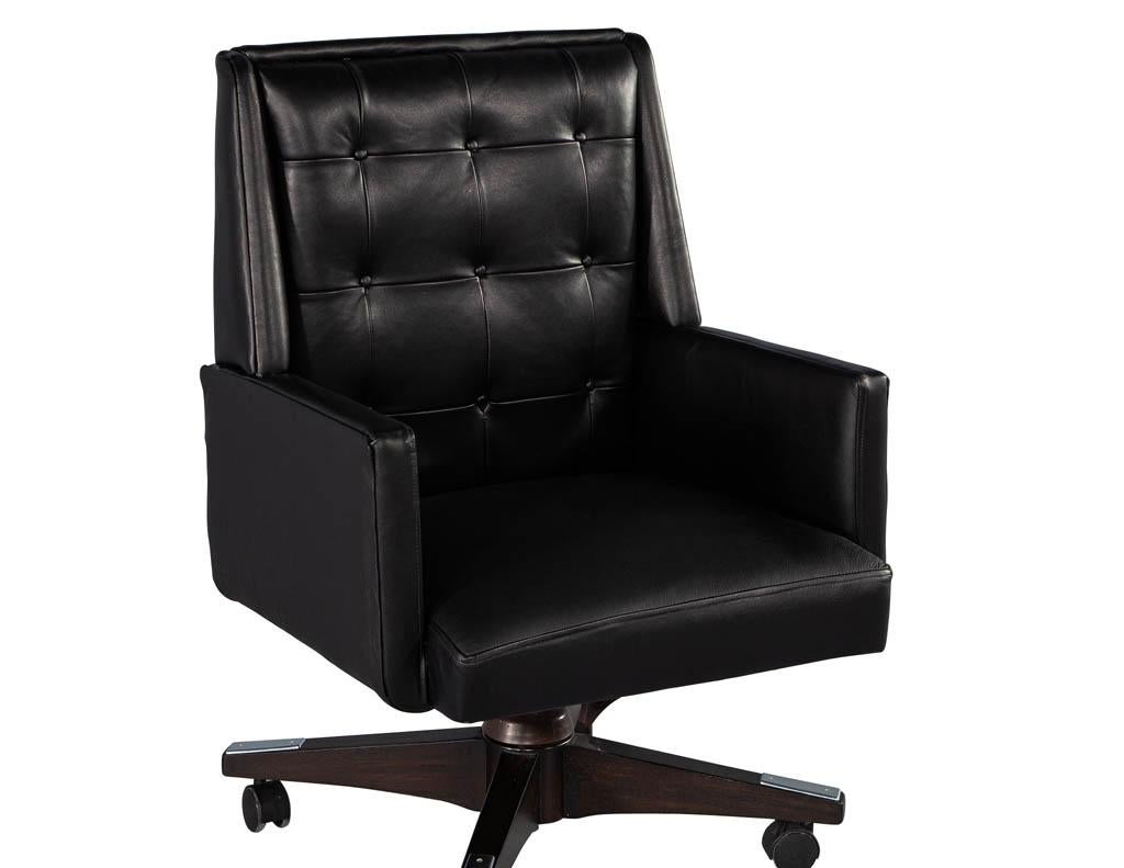 MidCentury Modern Black Leather Office Chair For Sale at 1stDibs