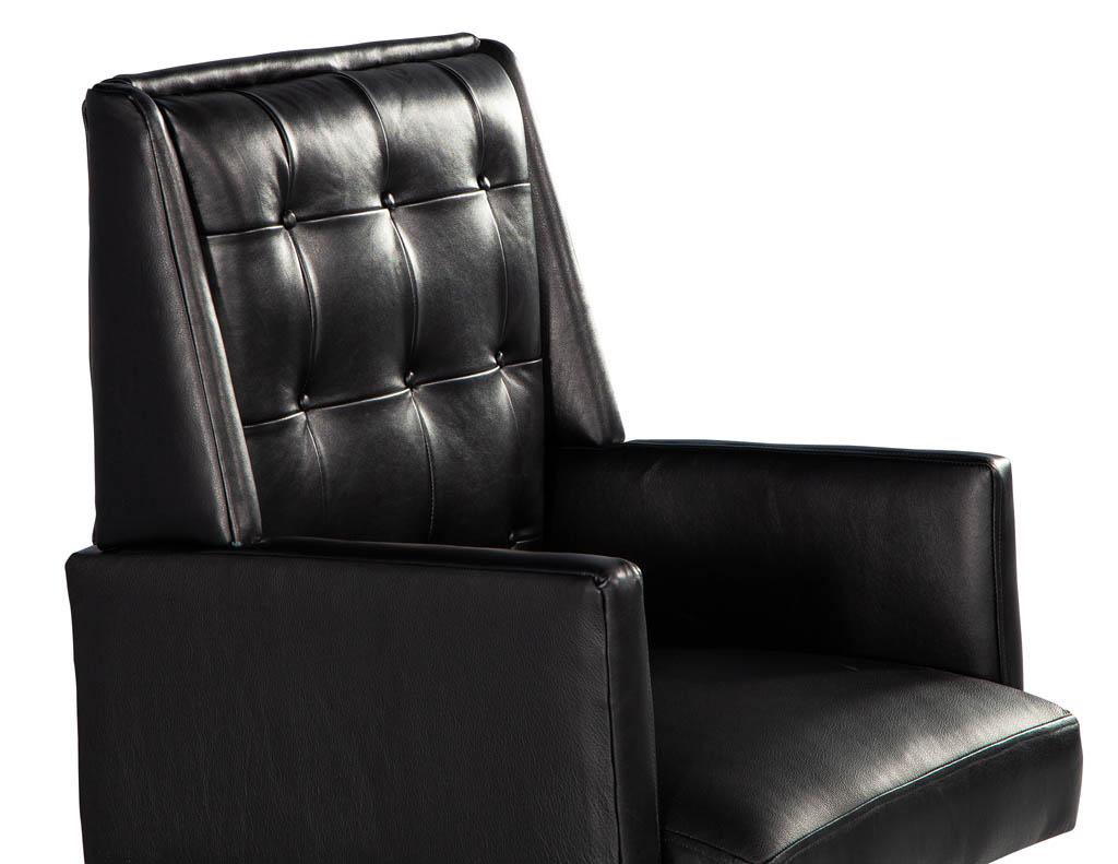 Metal Mid-Century Modern Black Leather Office Chair