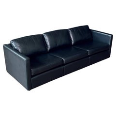 Divano moderno di metà secolo in pelle nera di Charles Pfister per Knoll Divano moderno di metà secolo in pelle nera di Charles Pfister per Knoll
