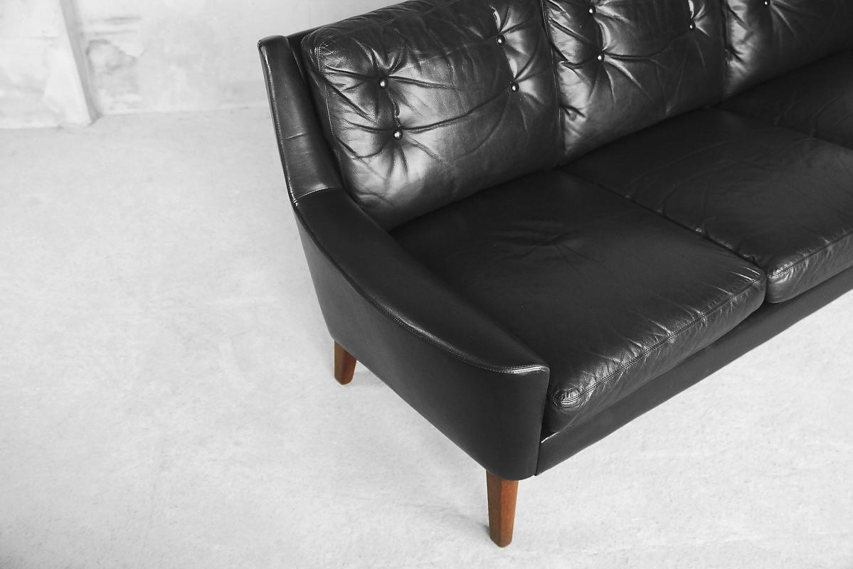 Mid-Century Modern Black Leather Swedish Sofa by Ulferts Tibro, 1960s (Mitte des 20. Jahrhunderts)