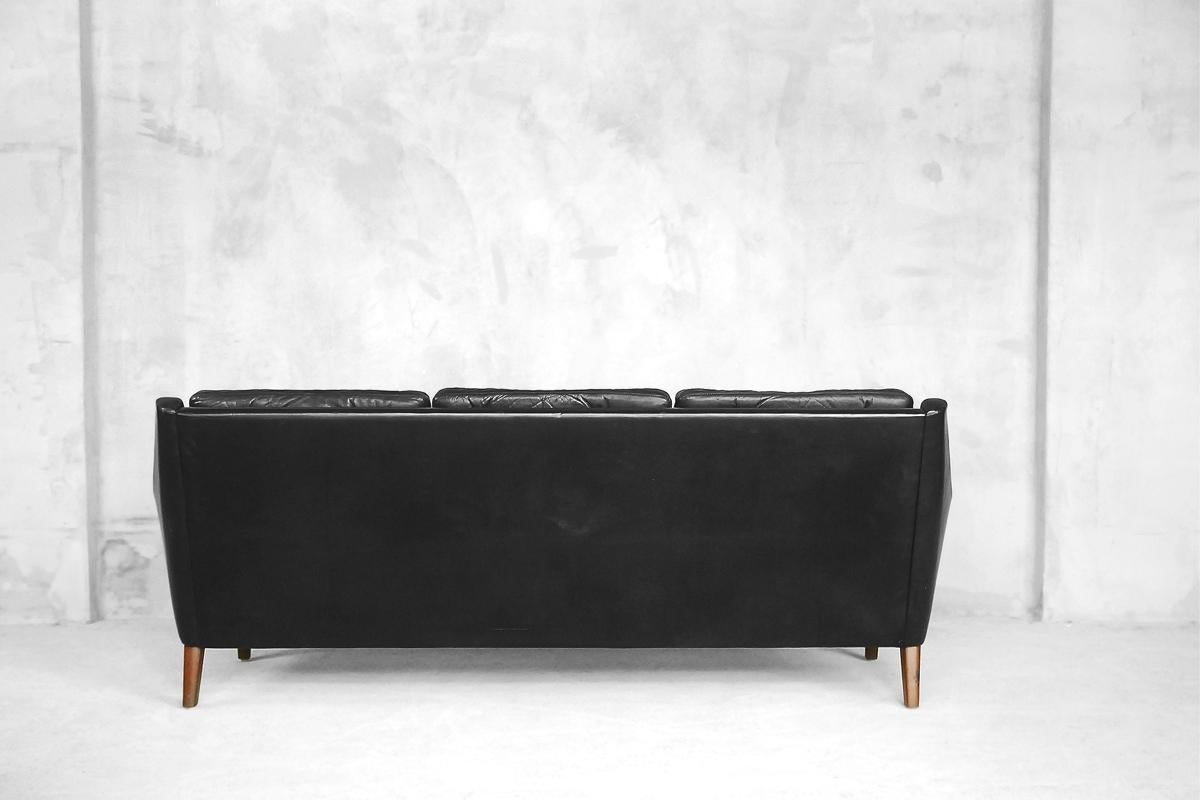 Mid-Century Modern Black Leather Swedish Sofa by Ulferts Tibro, 1960s (Leder)
