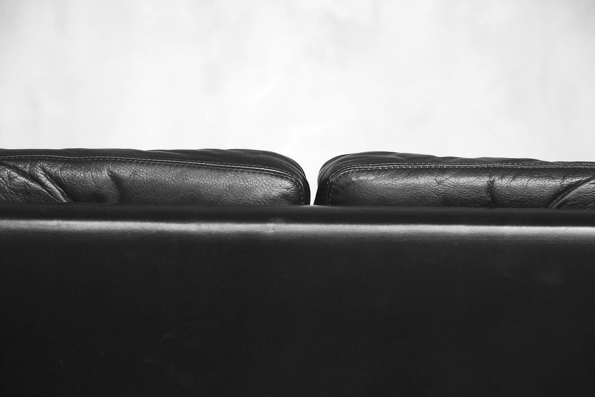 Mid-Century Modern Black Leather Swedish Sofa by Ulferts Tibro, 1960s 4