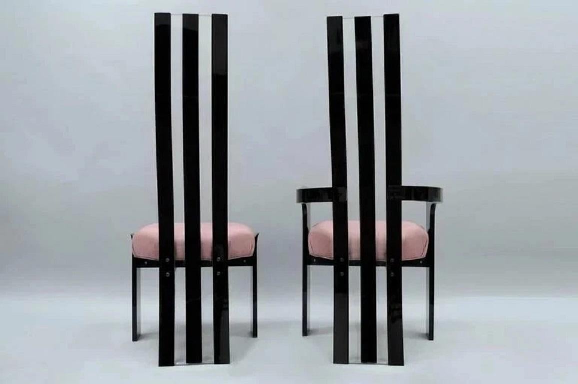 Skulpturale Esszimmerstühle aus schwarzem Lucite aus der Mitte des Jahrhunderts von Hill Mfg - 6er-Set (Acryl) im Angebot