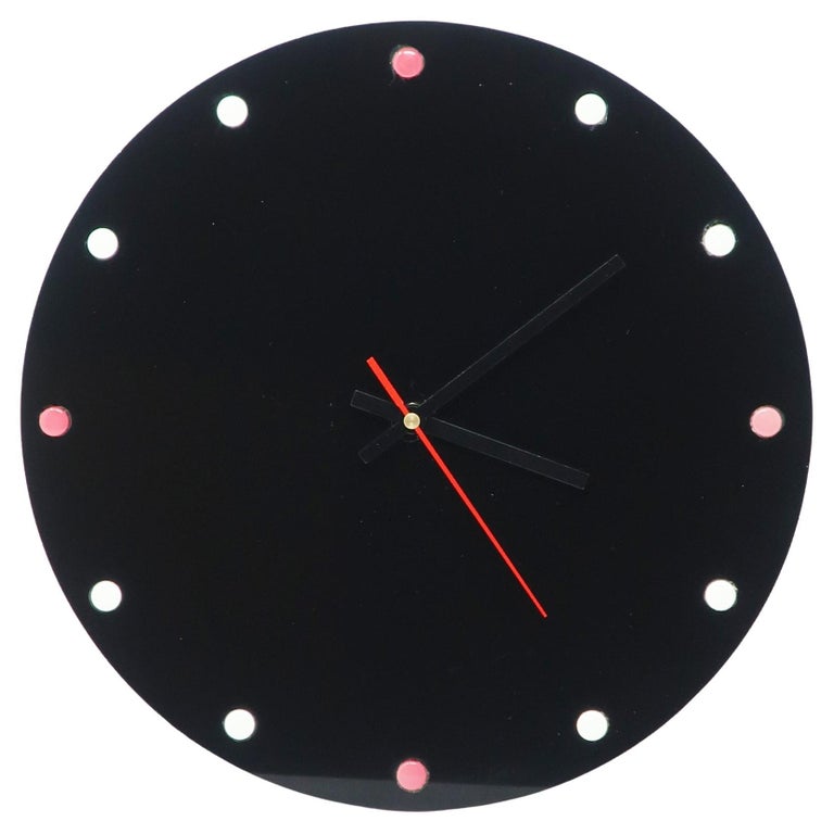 Mid-Century Modern Black Lucite Wall Clock For Sale at 1stDibs