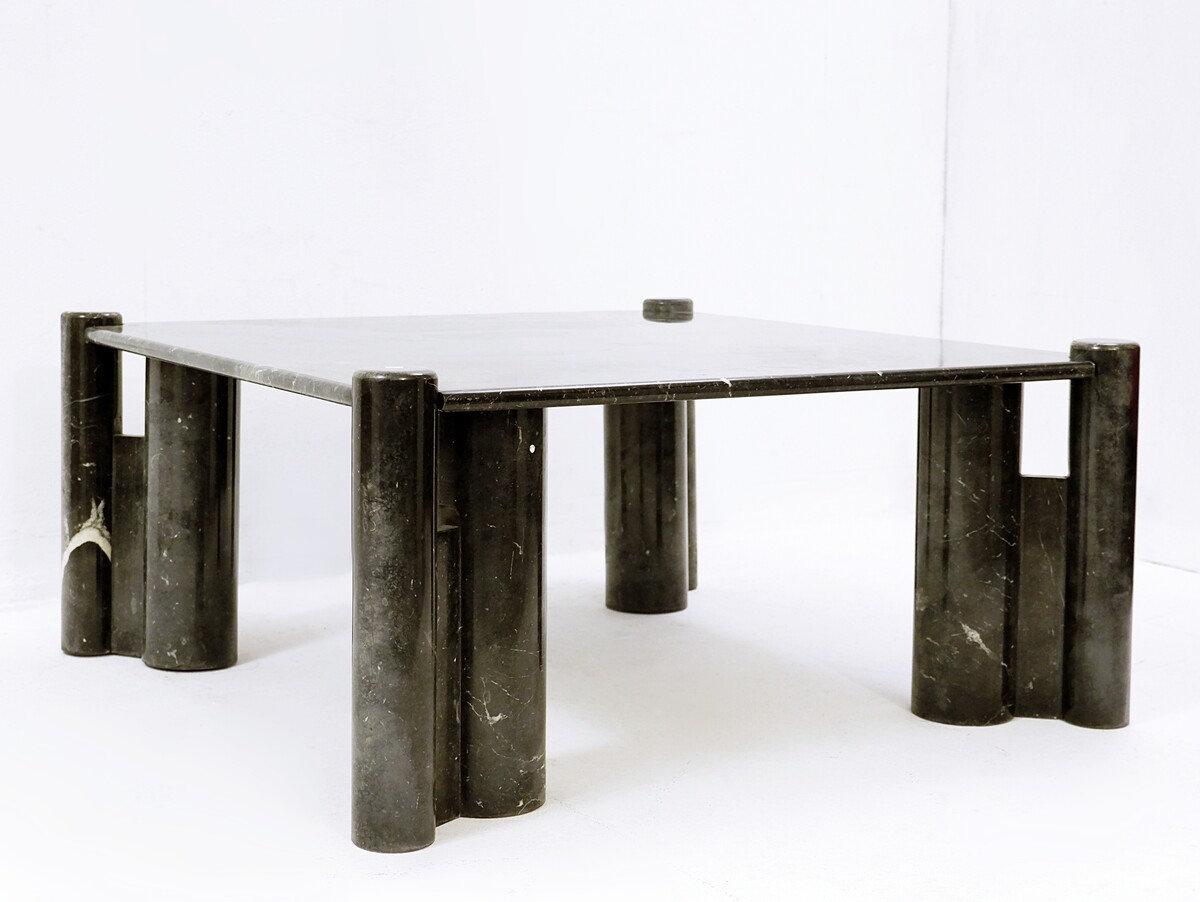 Mid-Century Modern Table basse carrée en marbre noir de style The Moderns Modernity Gae Aulenti - années 1970 en vente