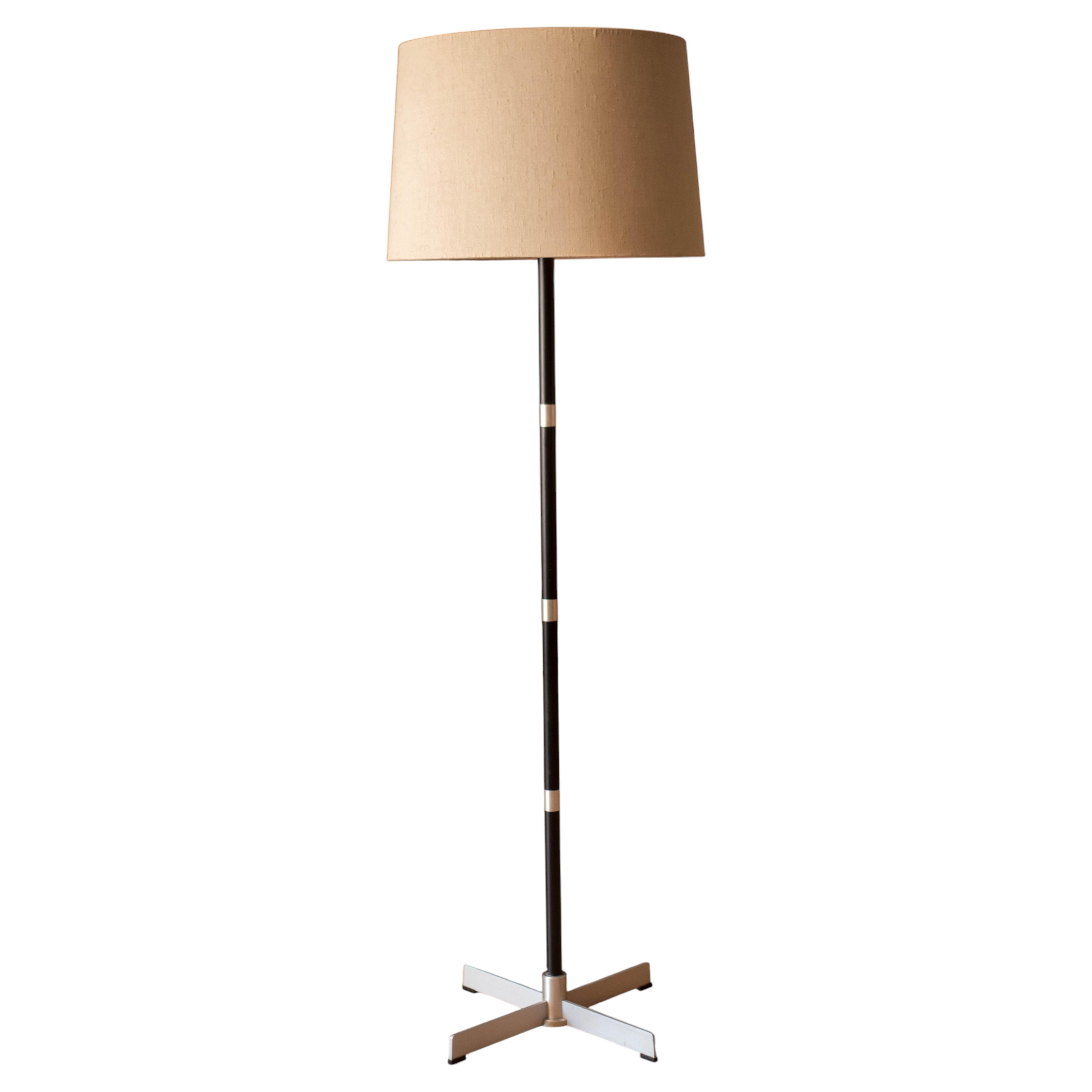Mid Century Modern Black Metal and Aluminum Floor Lamp