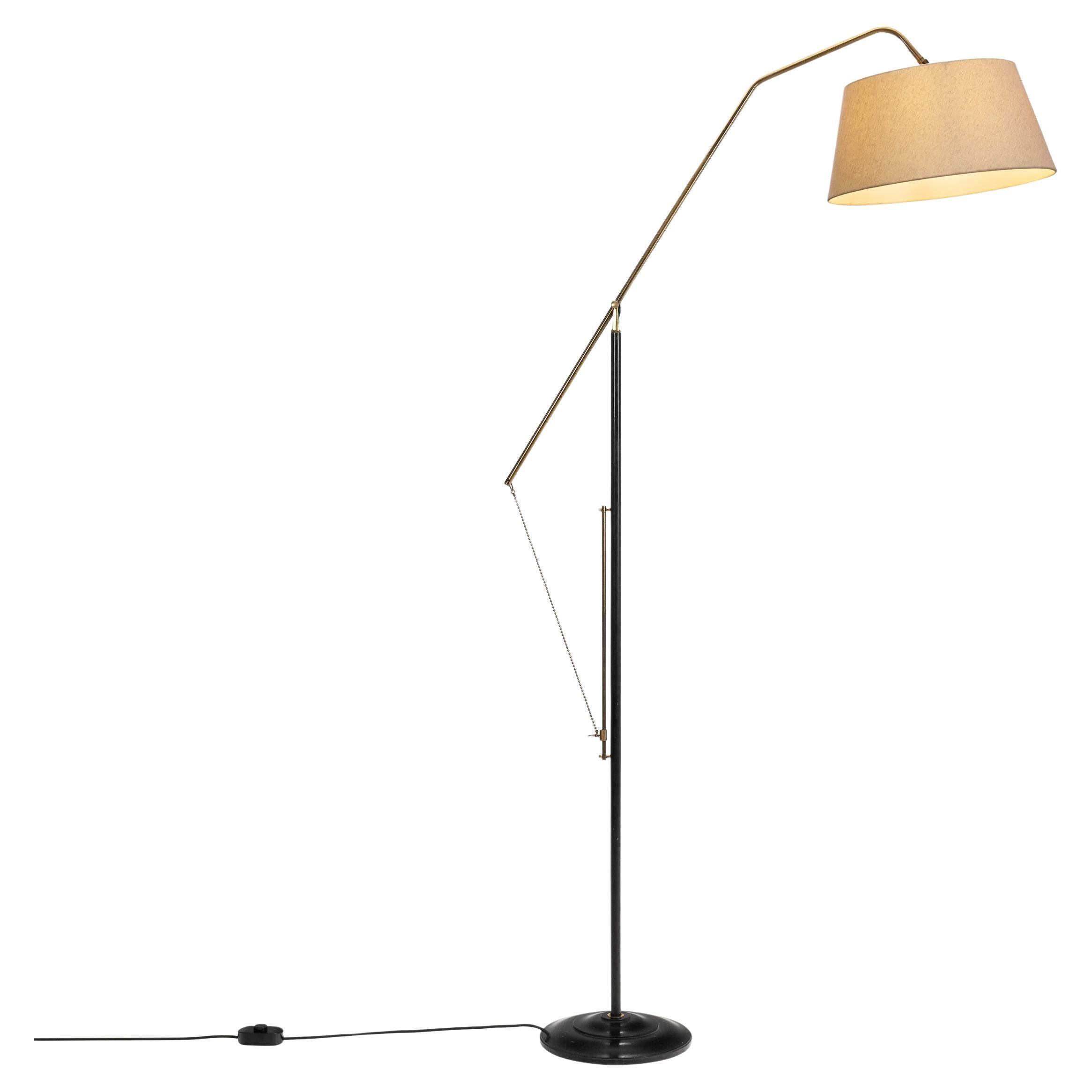 Mid-Century Modern Black Metal Floor Lamp, France 1950s