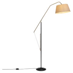 Mid-Century Modern Black Metal Floor Lamp, France 1950s