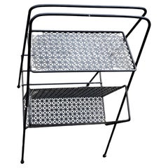 Mid-Century Modern Black Metal Magazine  Rack / Record Stand
