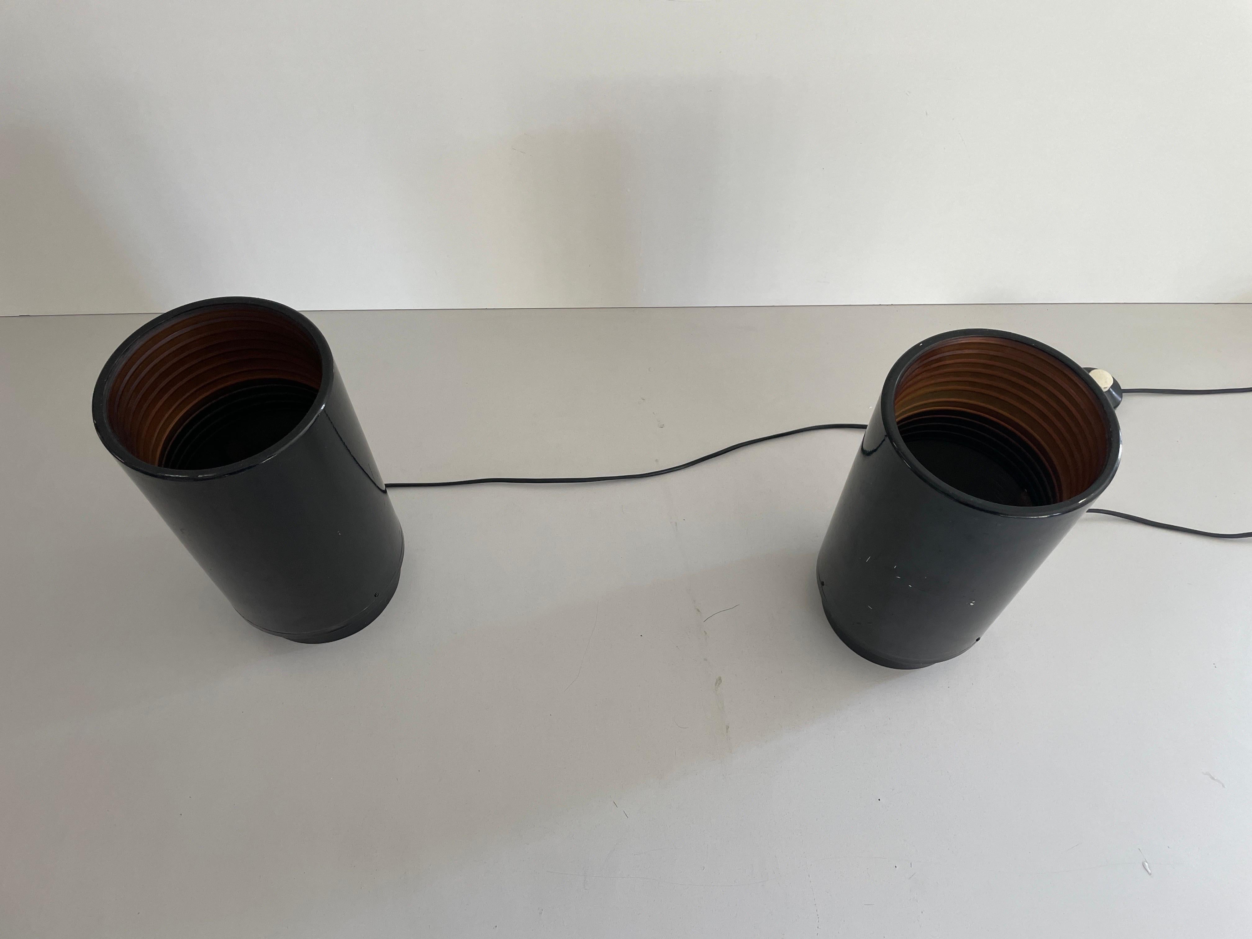 Mid-20th Century Mid-Century Modern Black Metal Pair of Table Lamps, 1960s, Italy For Sale