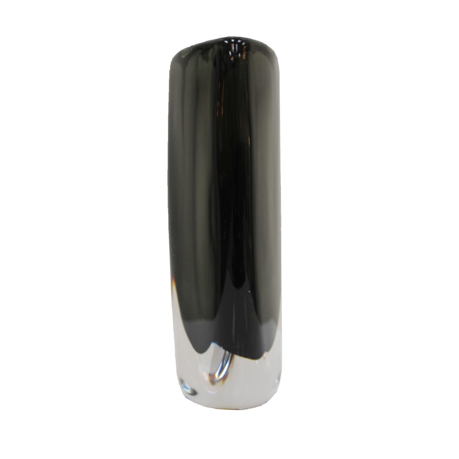 Swedish Mid-Century Modern Black Murano Glass Vase by Nils Landberg for Orrefors 1960