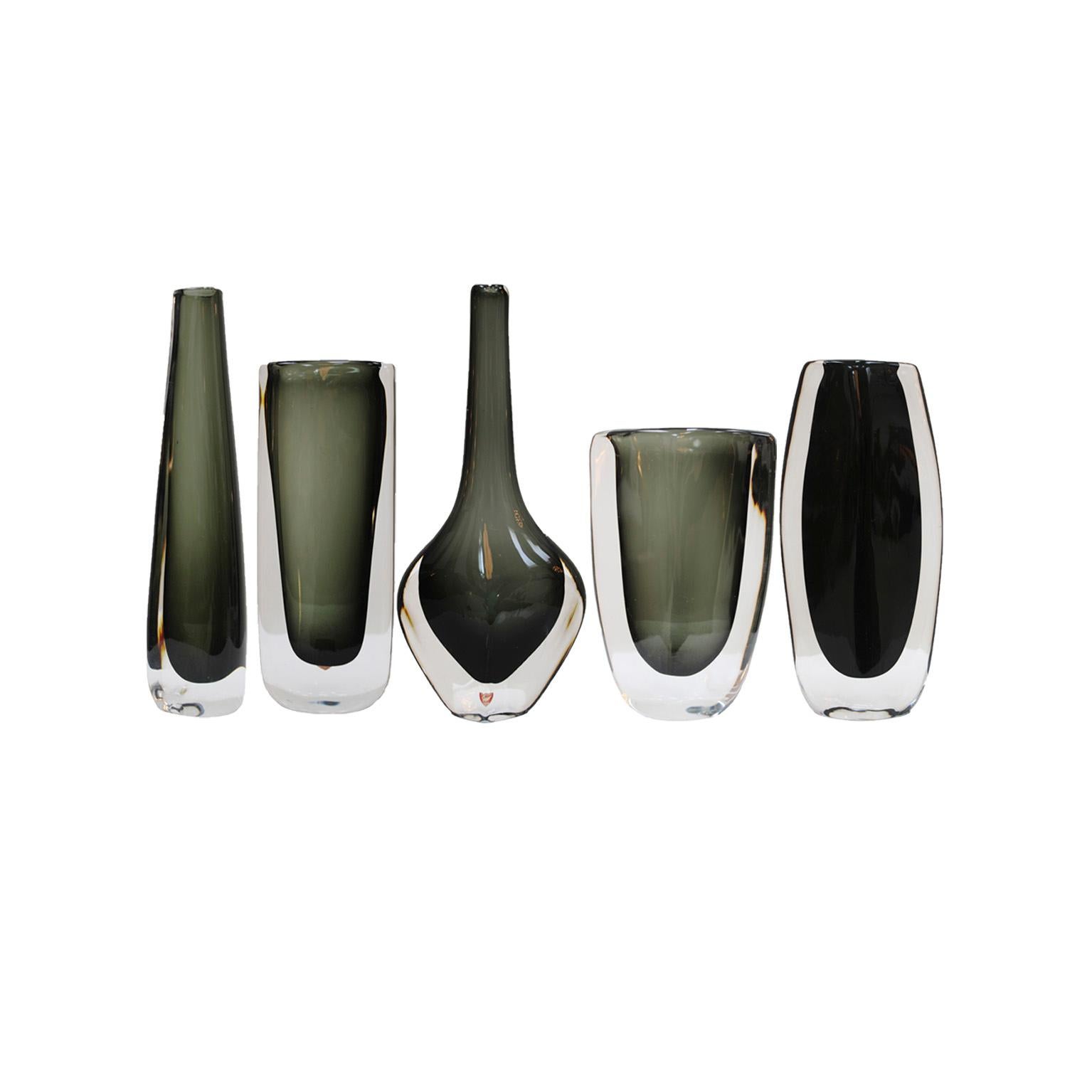 20th Century Mid-Century Modern Black Murano Glass Vase by Nils Landberg for Orrefors 1960