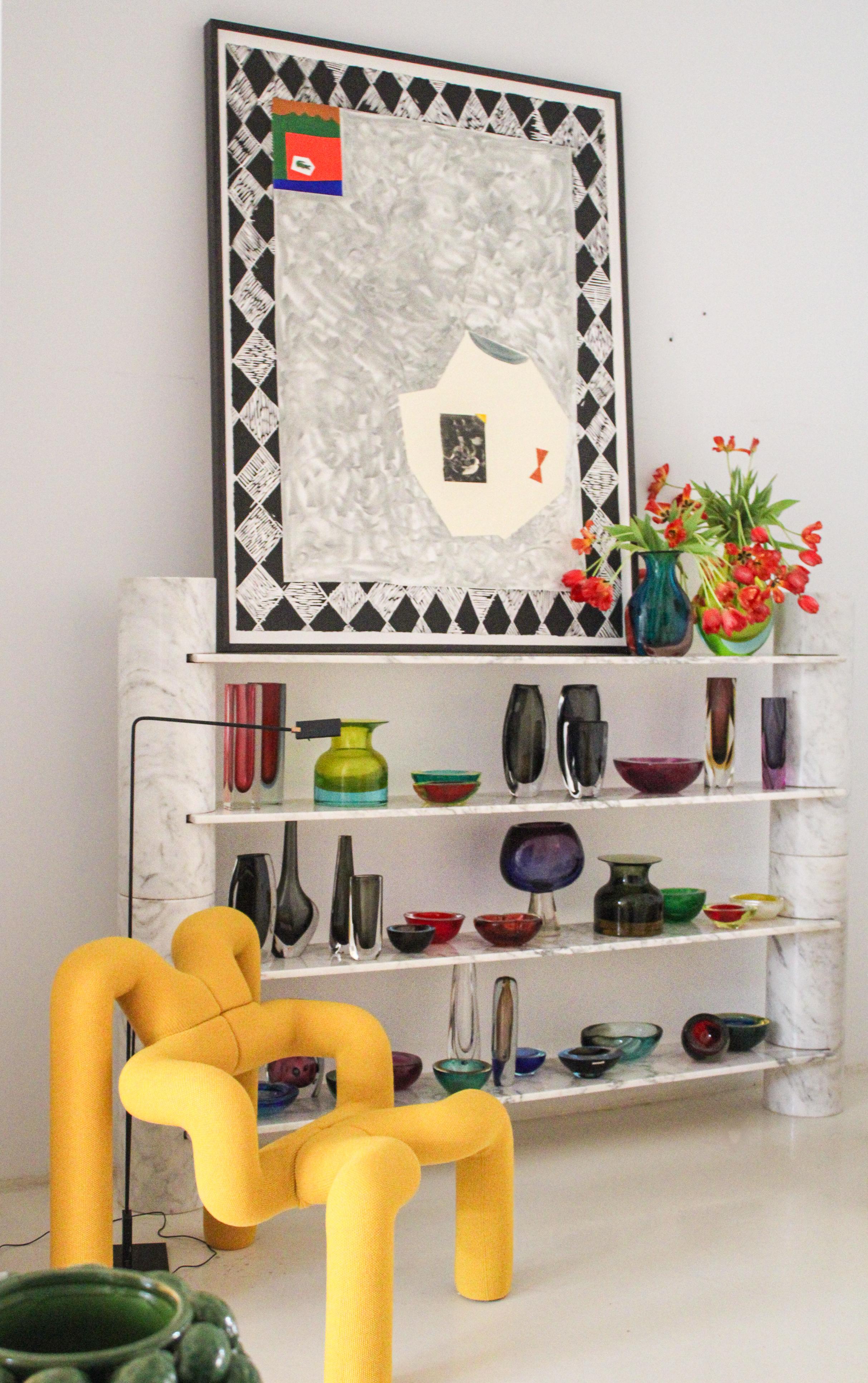Mid-Century Modern Black Murano Glass Vase by Nils Landberg for Orrefors 1960 1