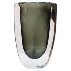 Vintage Mid-Century Modern Black Murano Glass Vase by Nils Landberg for Orrefors 1960