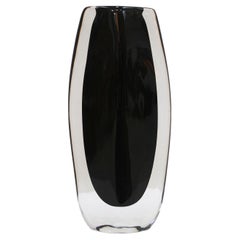 Vintage Mid-Century Modern Black Murano Glass Vase by Nils Landberg for Orrefors 1960