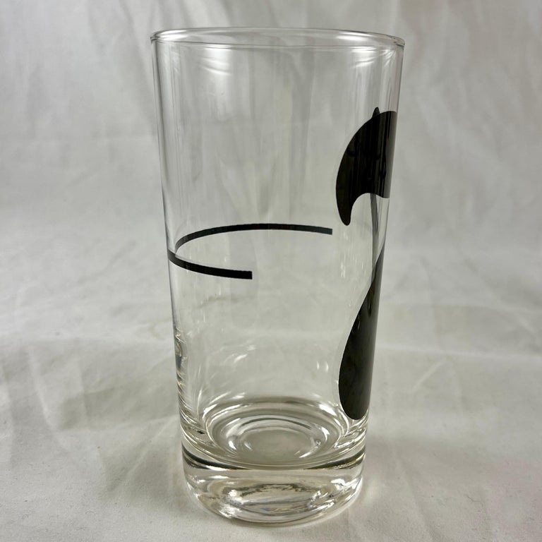 MidCentury Modern Black Numbered Highball Collins Glasses, Set