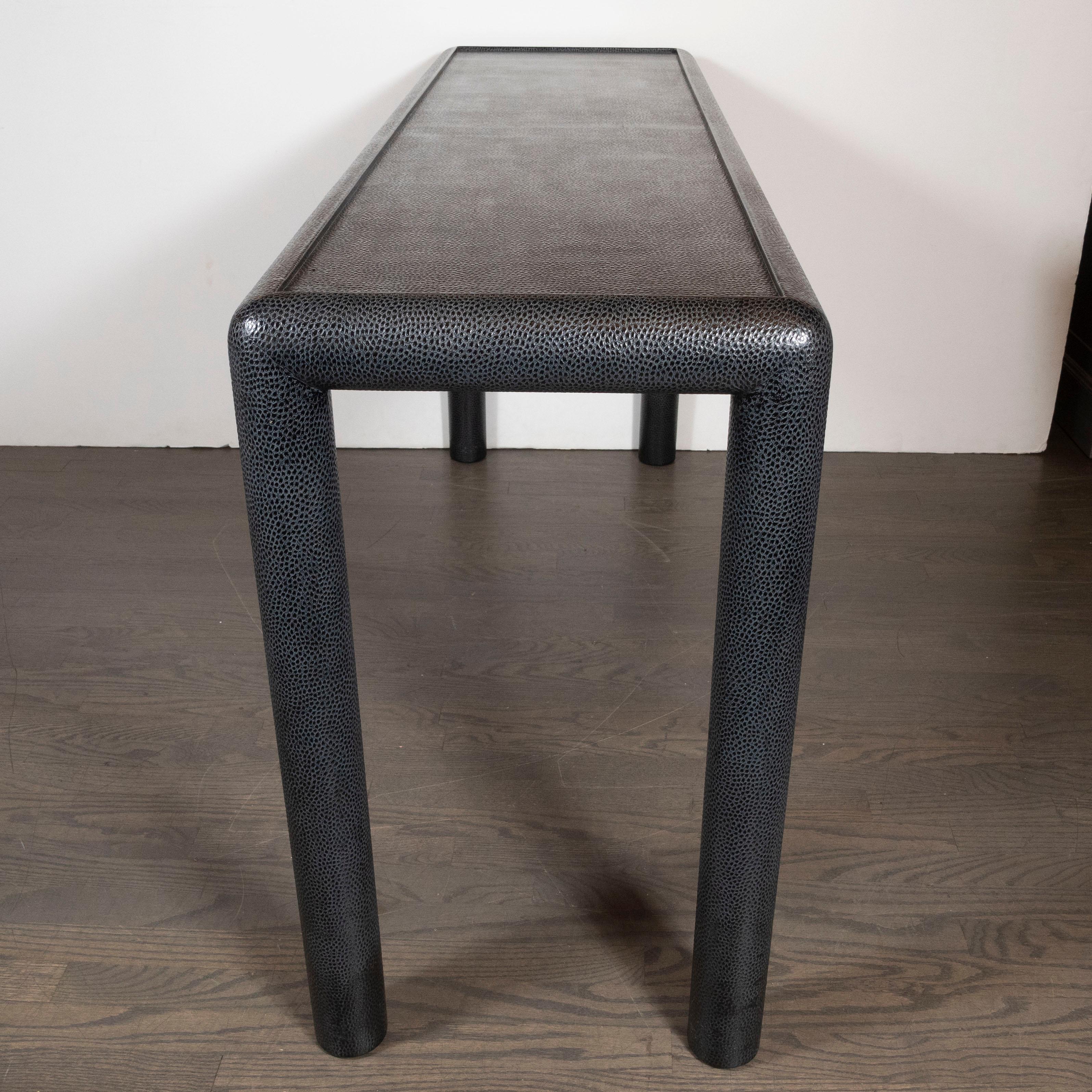 Late 20th Century Mid-Century Modern Black Ostrich Console Table Signed by Karl Springer