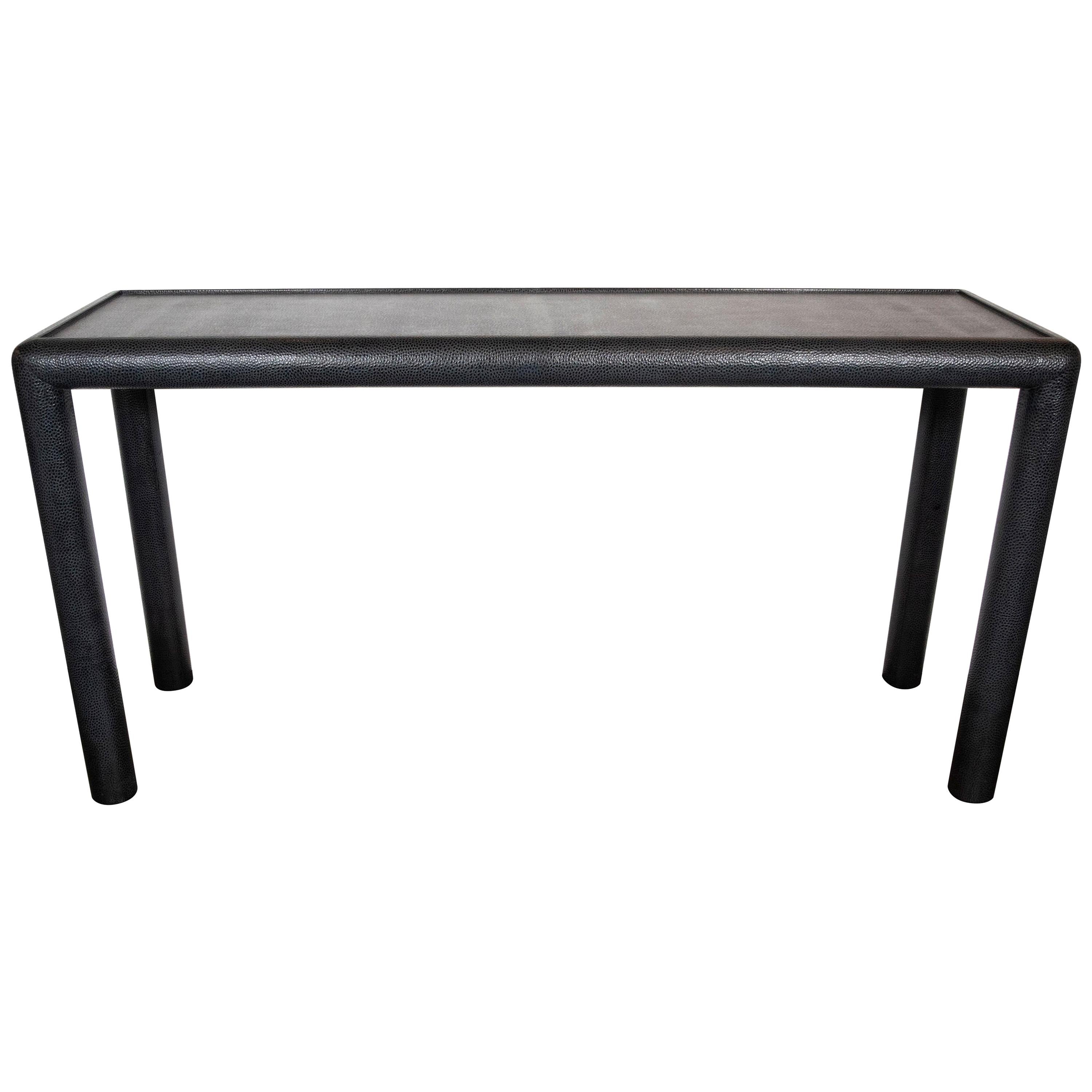 Mid-Century Modern Black Ostrich Console Table Signed by Karl Springer