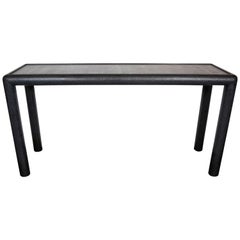 Mid-Century Modern Black Ostrich Console Table Signed by Karl Springer