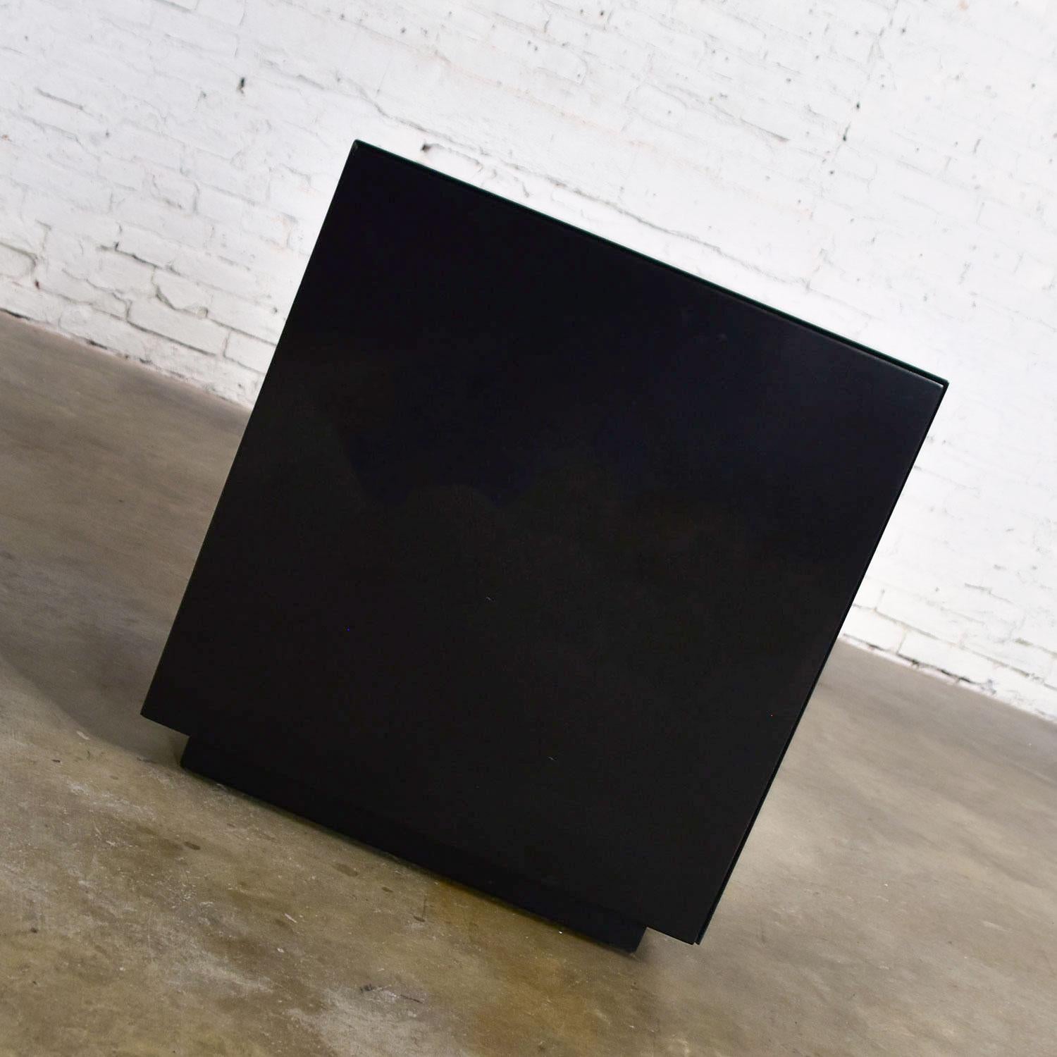 20th Century Mid-Century Modern Black Painted Cube Cabinet End or Side Table