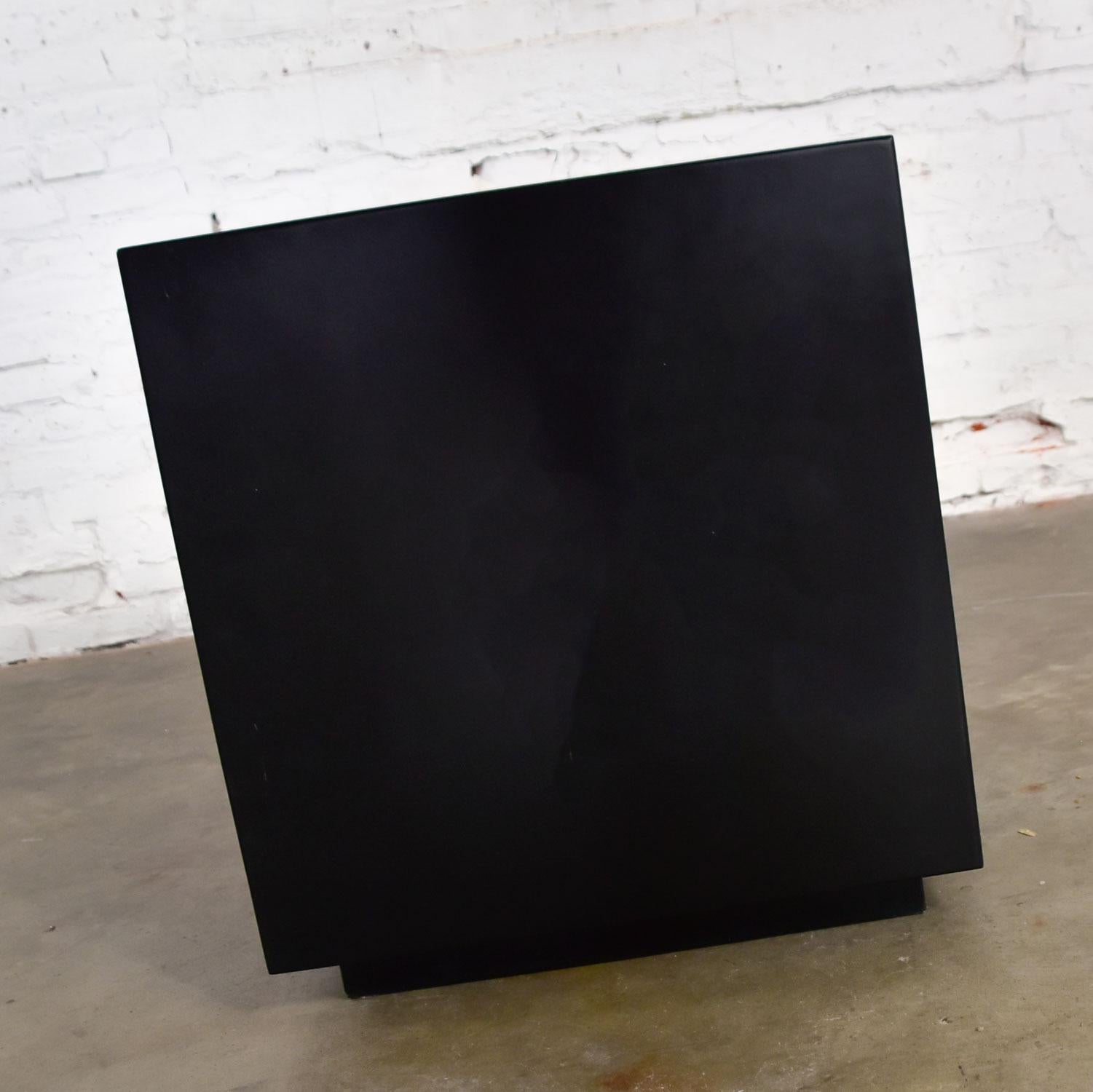 Mid-Century Modern Black Painted Cube Cabinet End or Side Table 2