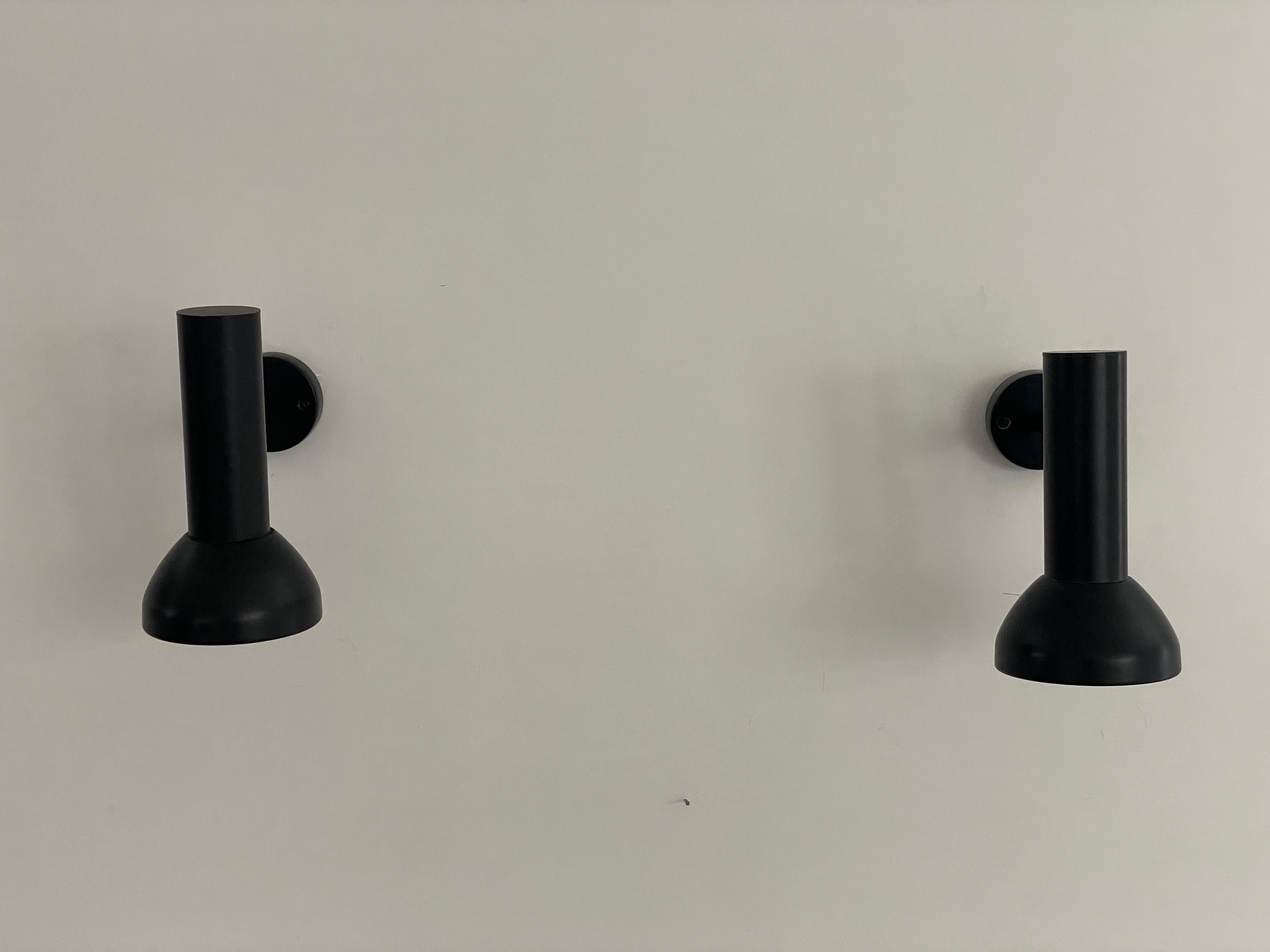 Mid-Century Modern Mid-century Modern Black Pair of Sconces by Cosack Leuchten, 1960s, Germany For Sale